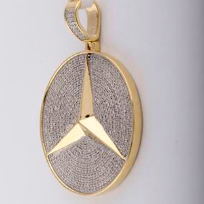 Custom Real Diamond 10k Gold Mercedes Benz Charm